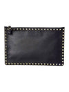 Black Rockstud Calfskin Pouch Clutch Bag P0269BOL0NO - VALENTINO - BALAAN 2