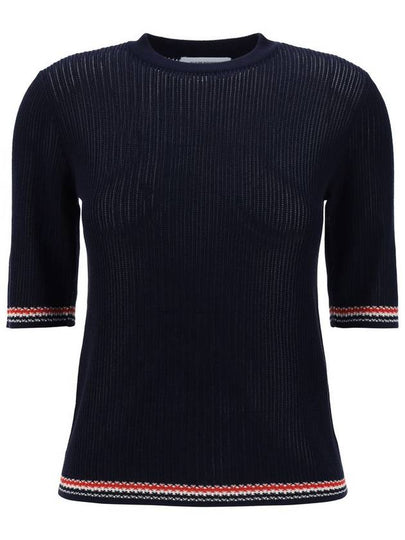 RWB trimmed pointel knit top FKA458AY3037 - THOM BROWNE - BALAAN 2