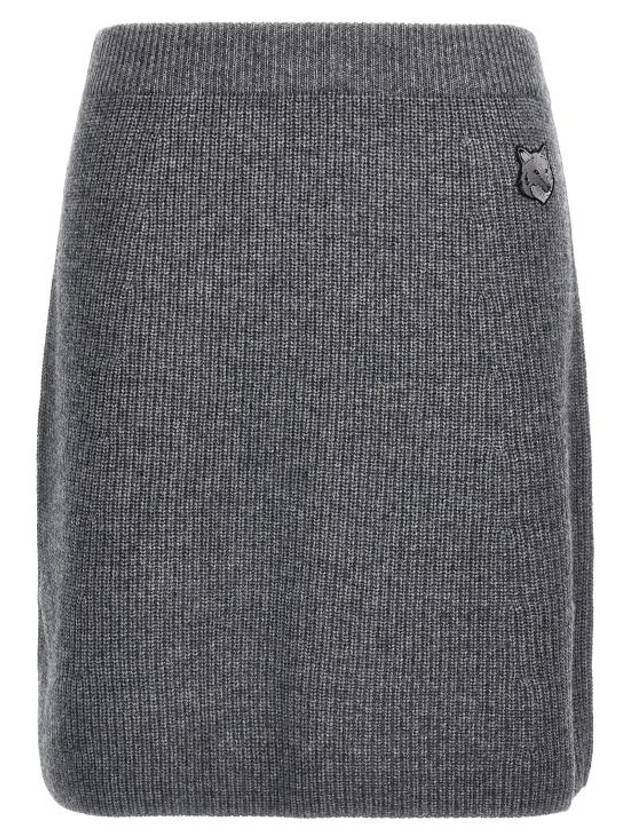 Fox Head Patch Skirt Medium Grey Melange - MAISON KITSUNE - BALAAN 2