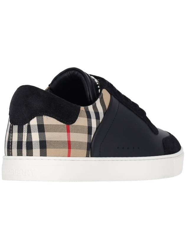 Checked Leather Suede Low Top Sneakers Black - BURBERRY - BALAAN 5