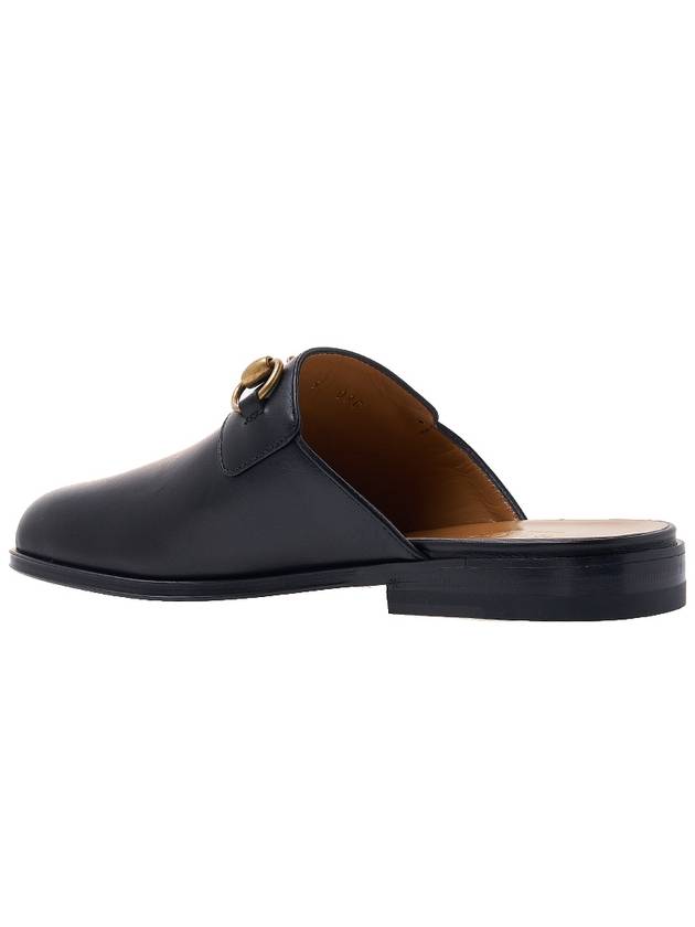 Men's Horsebit Leather Slippers Black - GUCCI - BALAAN 4