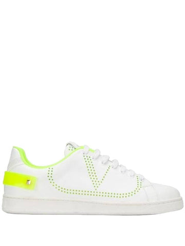 V Logo Low Top Sneakers White Lime - VALENTINO - BALAAN 1