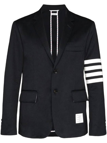 4 Bar Armband Cotton Blazer Jacket Navy - THOM BROWNE - BALAAN 1