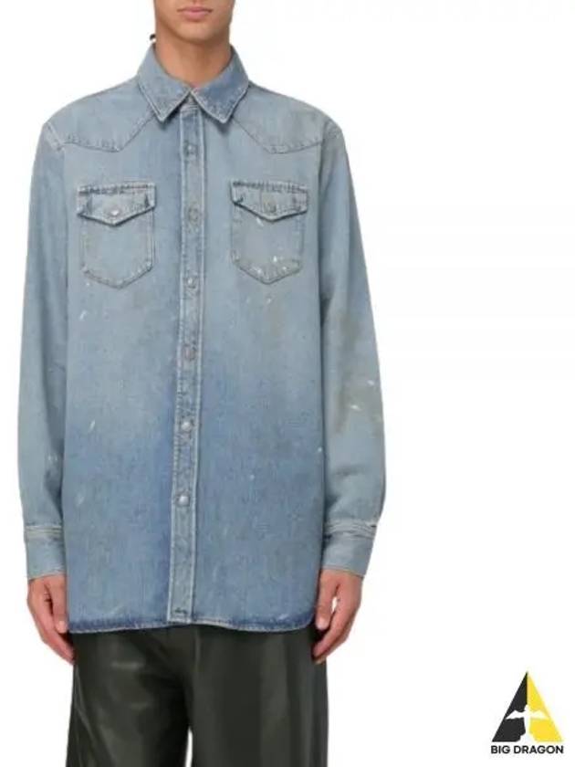 Relaxed Fit Denim Long Sleeve Shirt Light Blue - ACNE STUDIOS - BALAAN 2