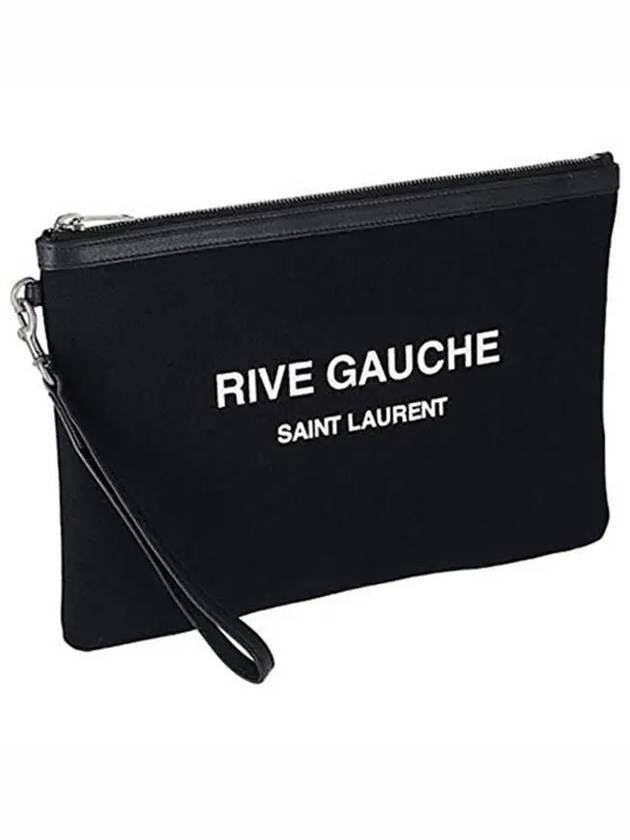 Rive Gauche Logo Print Canvas Clutch Bag Black - SAINT LAURENT - BALAAN 2