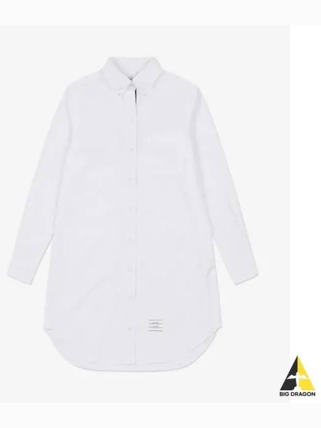 Women's Point Collar Poplin Short Dress White - THOM BROWNE - BALAAN 2