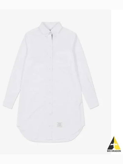 Women's Point Collar Poplin Short Dress White - THOM BROWNE - BALAAN 2