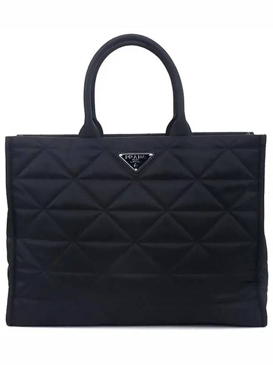 Re-Nylon Shopping Tote Bag Topstitching Black - PRADA - BALAAN 2