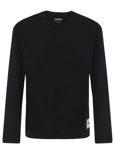 Logo Patch Crew Neck Cotton Long Sleeve T-Shirt Black - JIL SANDER - BALAAN 1