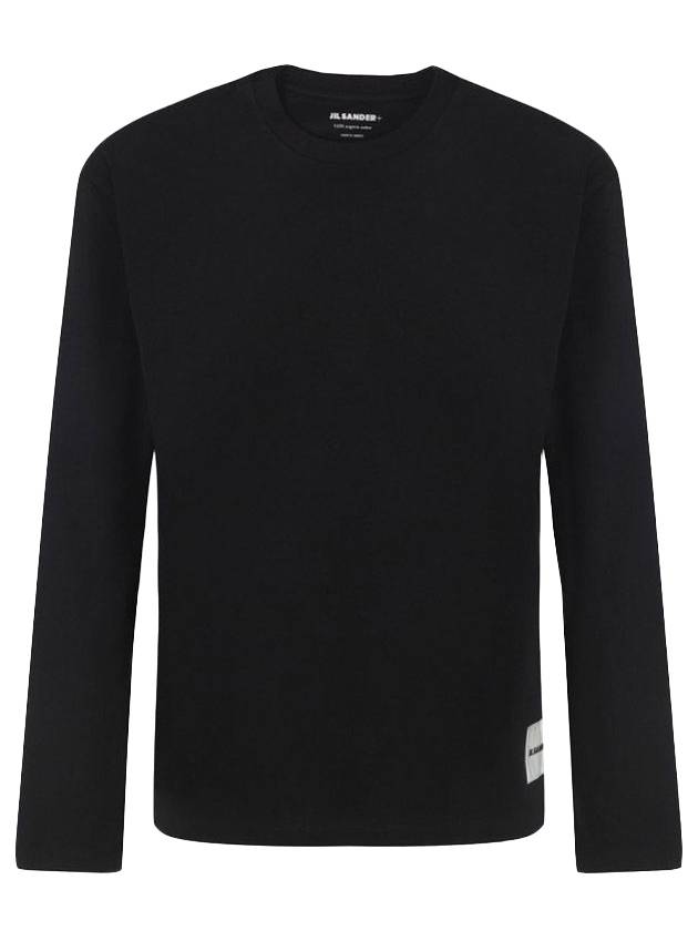 Logo Patch Crew Neck Cotton Long Sleeve T-Shirt Set Black - JIL SANDER - BALAAN 1