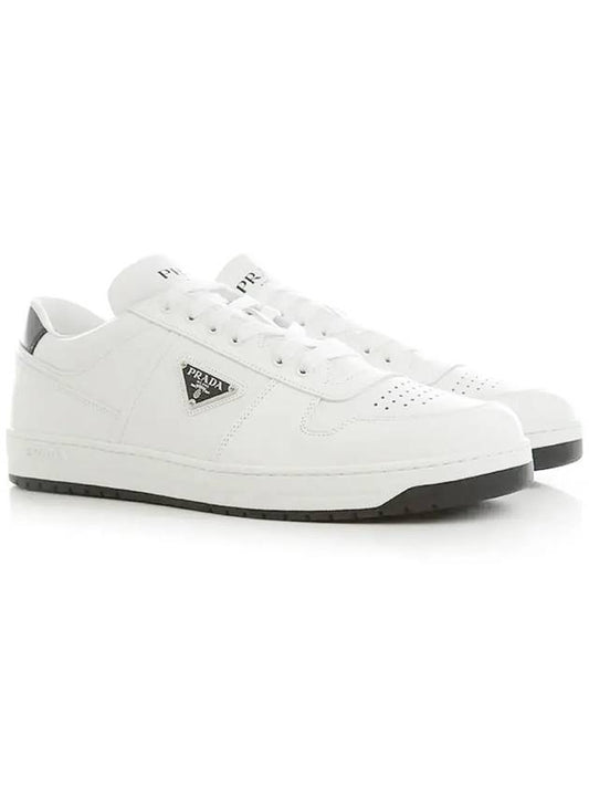Downtown Leather Sneakers White Black - PRADA - BALAAN