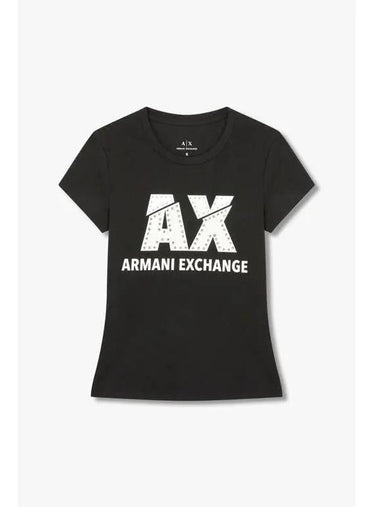 Women s Rhinestone Logo Easy T Shirt Black - ARMANI EXCHANGE - BALAAN 1