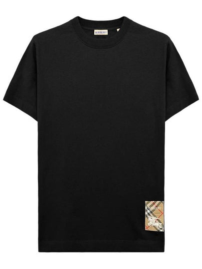 Check Label Cotton Short Sleeve T-Shirt Black - BURBERRY - BALAAN 2