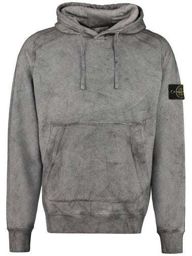 Dust Colour Treatment Hoodie Melange Black - STONE ISLAND - BALAAN 1