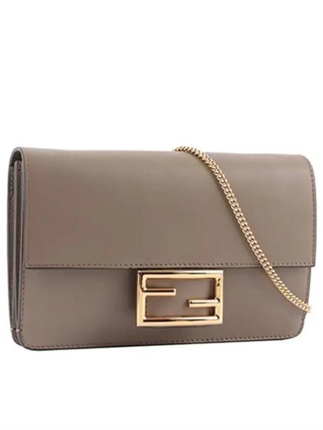 FF Buckle Flat Baguette Small Cross Bag Grey - FENDI - BALAAN 2