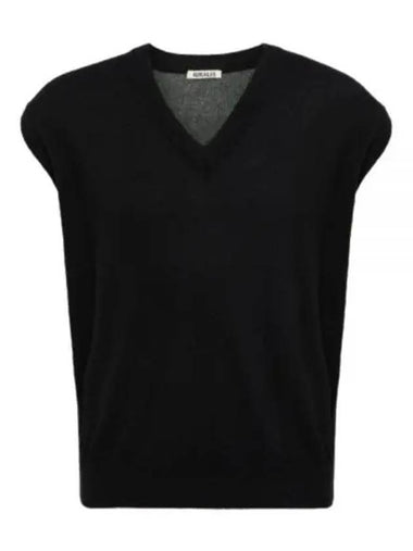 Super Fine Cashmere Silk Knit Vest Top Black A24SV03SC - AURALEE - BALAAN 1