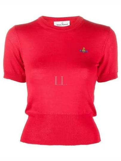 ORB Logo Short Sleeve Knit Top Red - VIVIENNE WESTWOOD - BALAAN 2