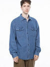 Men s W243SH03MBM Western Pocket Denim Shirt Mid Blue - CHANCE'S NOI - BALAAN 7