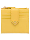 Saffiano Smooth Leather Small Half Wallet Sunny Yellow - PRADA - BALAAN 2