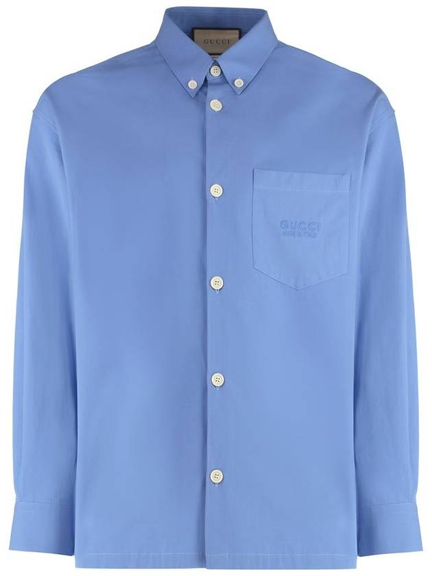 Embroidered Cotton Shirt Blue Boutique 770291ZAPC54544 - GUCCI - BALAAN 2