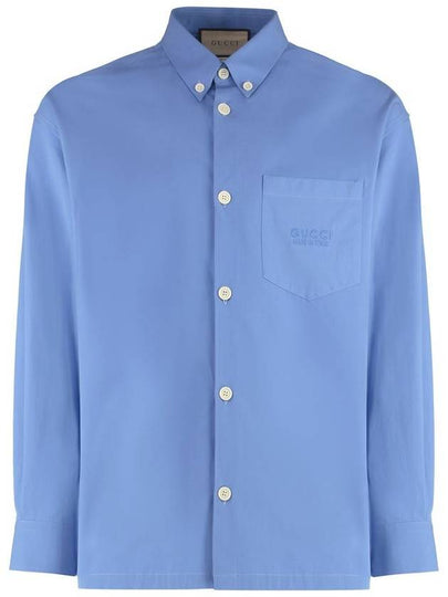 Embroidered Cotton Shirt Blue Boutique 770291ZAPC54544 - GUCCI - BALAAN 2