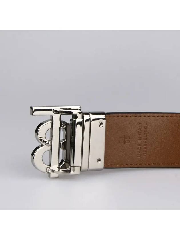 Reversible Monogram Leather Belt Black - BURBERRY - BALAAN 3