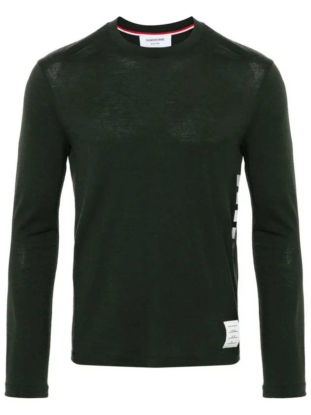 4 Bar Jersey Stretch Wool Knit Top Green - THOM BROWNE - BALAAN 3