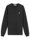 Logo Patch Cotton Long Sleeve T-Shirt Black - STONE ISLAND - BALAAN 2