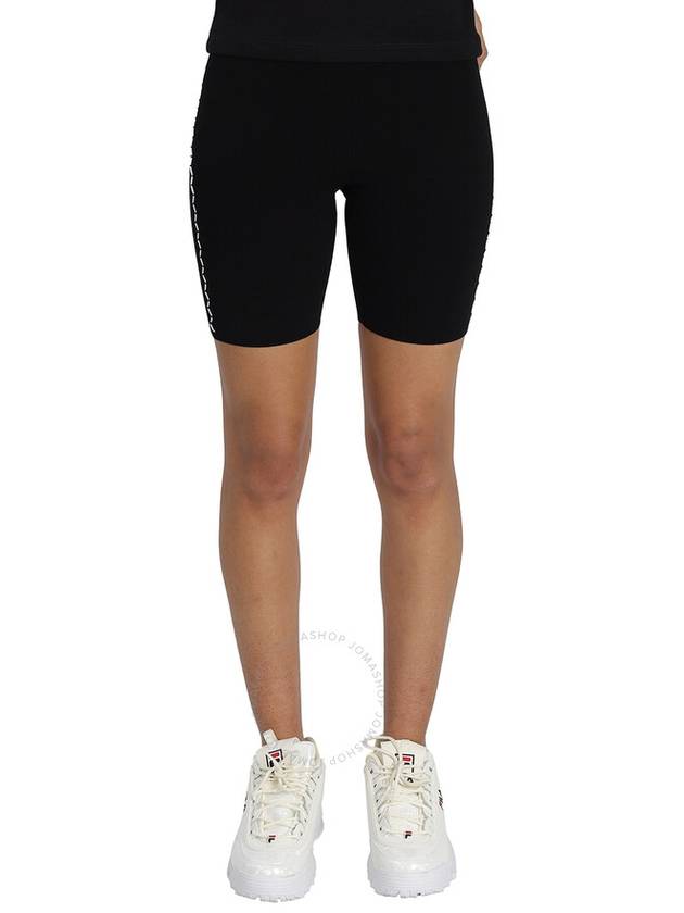 Off-White Ladies Black/White Rib-Knit Biker Shorts, Brand Size 40 (US Size 6) - OFF WHITE - BALAAN 1