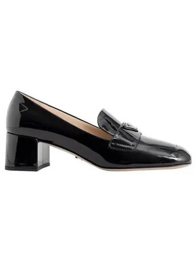 Enamel Metal Triangle Logo Loafers Black - PRADA - BALAAN 2