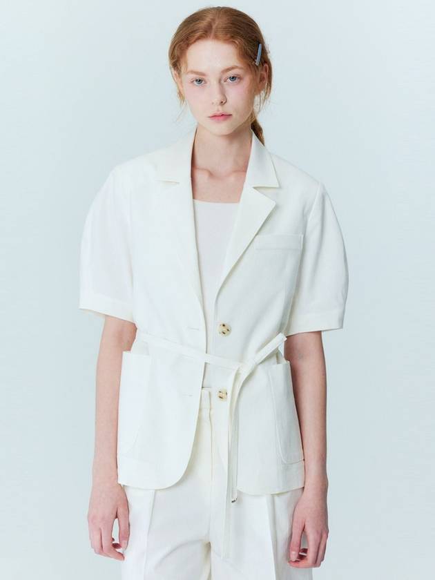 Volume sleeve linen belted jacket_Ivory - OPENING SUNSHINE - BALAAN 1