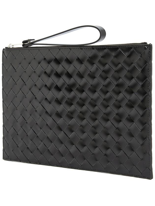 Intrecciato Medium Clutch Bag Black - BOTTEGA VENETA - BALAAN 3