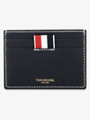 Stitched Vacchetta Card Wallet Navy - THOM BROWNE - BALAAN 3