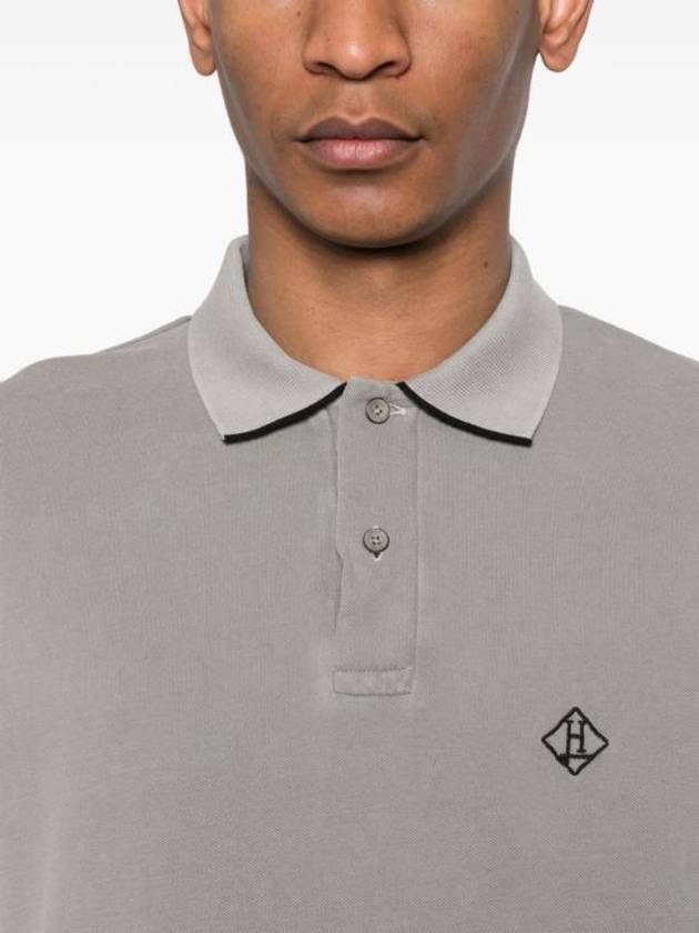 Embroidery Logo Short Sleeve Cotton Polo Shirt Grey - HERNO - BALAAN 3