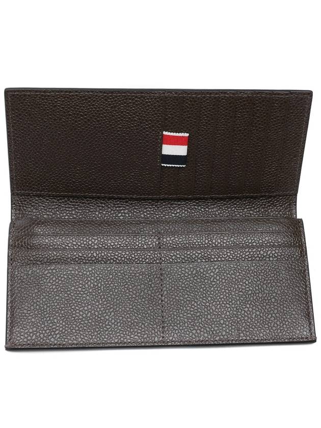 Men's Logo Pebble Grain Leather Long Wallet Brown - THOM BROWNE - BALAAN 6