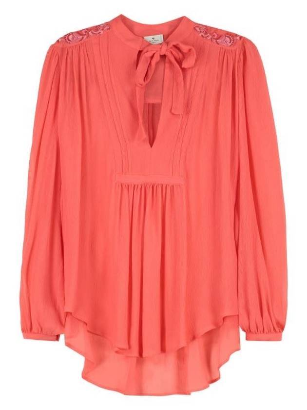 Women's Pussy Bow Silk Blouse Coral - ETRO - BALAAN 1