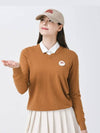 Signature wappen V neck long sleeve knit CAMEL - MONBIRDIE GOLF - BALAAN 3