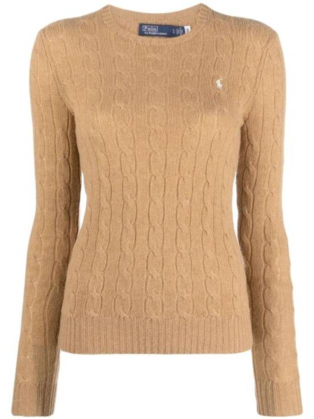 Embroidered Logo Pony Cable Knit Top Beige - POLO RALPH LAUREN - BALAAN 2