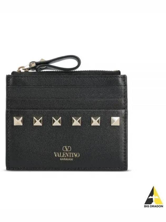 5W0P0T35 BOL 0NO 5W2P0T35 Rockstud Zipper Card Wallet - VALENTINO - BALAAN 1