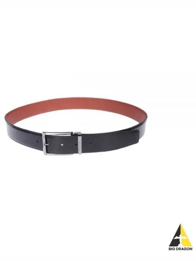 Square Reversible Leather Belt Black - SALVATORE FERRAGAMO - BALAAN 2