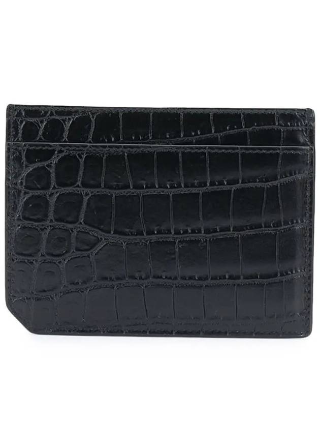 Crocodile Pattern Card Wallet Black - SAINT LAURENT - BALAAN 4