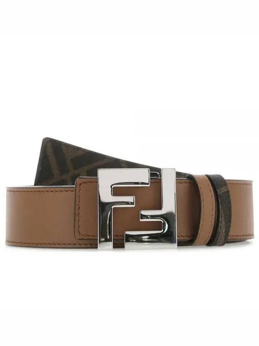 FF Buckle Pattern Reversible Leather Belt Brown - FENDI - BALAAN 2