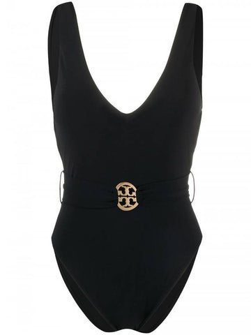 Miller Plunge One Piece Swimsuit Black - TORY BURCH - BALAAN 1