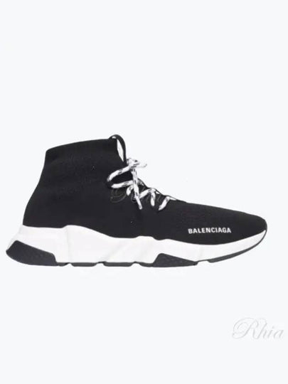 Speedrunner Knit Lace Up High Top Sneakers Black - BALENCIAGA - BALAAN 2