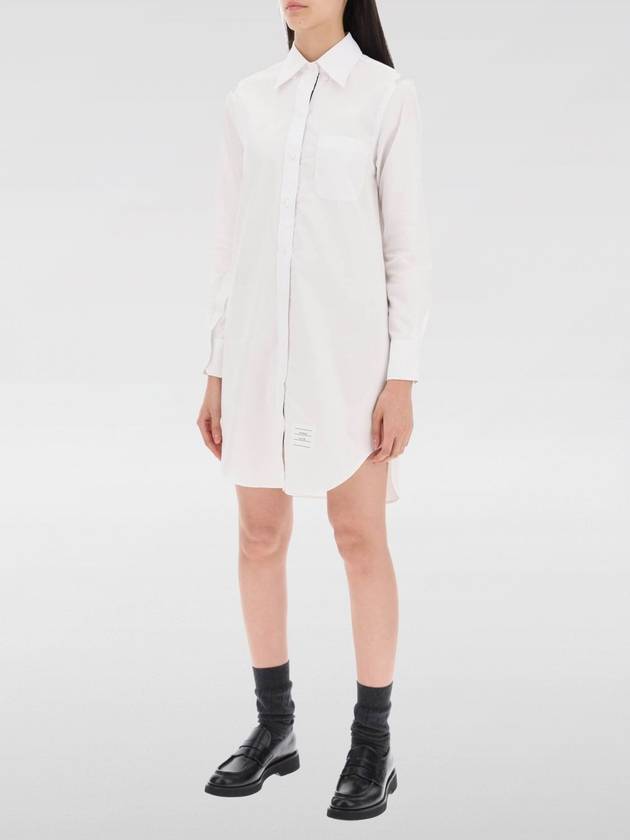 Women's Point Collar Poplin Short Dress White - THOM BROWNE - BALAAN 4