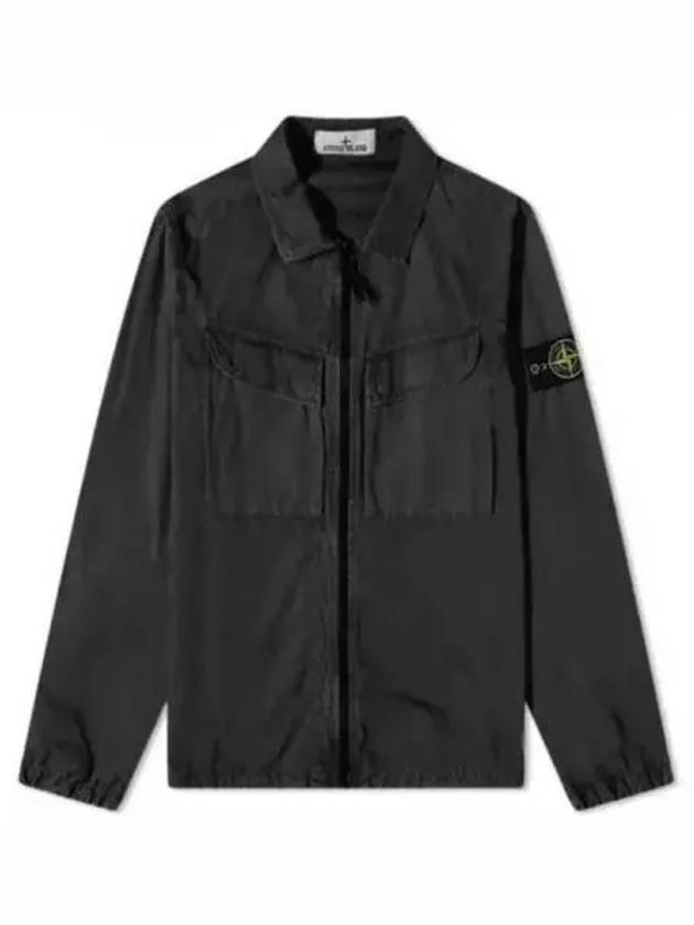 Wappen Patch Old Treatment Zip-Up Overshirt Black - STONE ISLAND - BALAAN 2