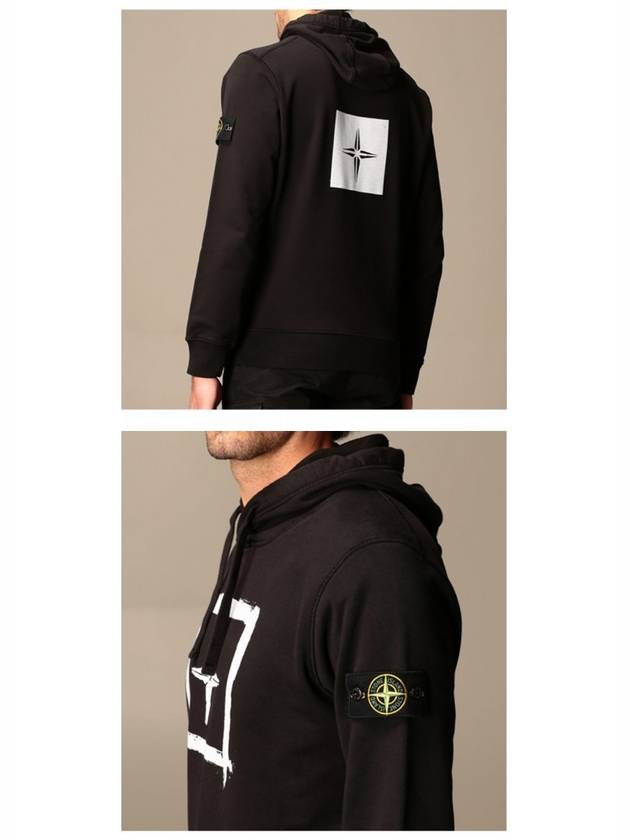 Men's Wappen Patch Box Logo Hoodie Black - STONE ISLAND - BALAAN 6