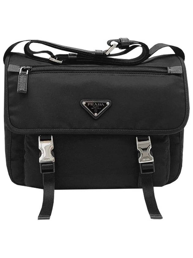 Triangular Logo Tessuto Messenger Bag Black - PRADA - BALAAN 2