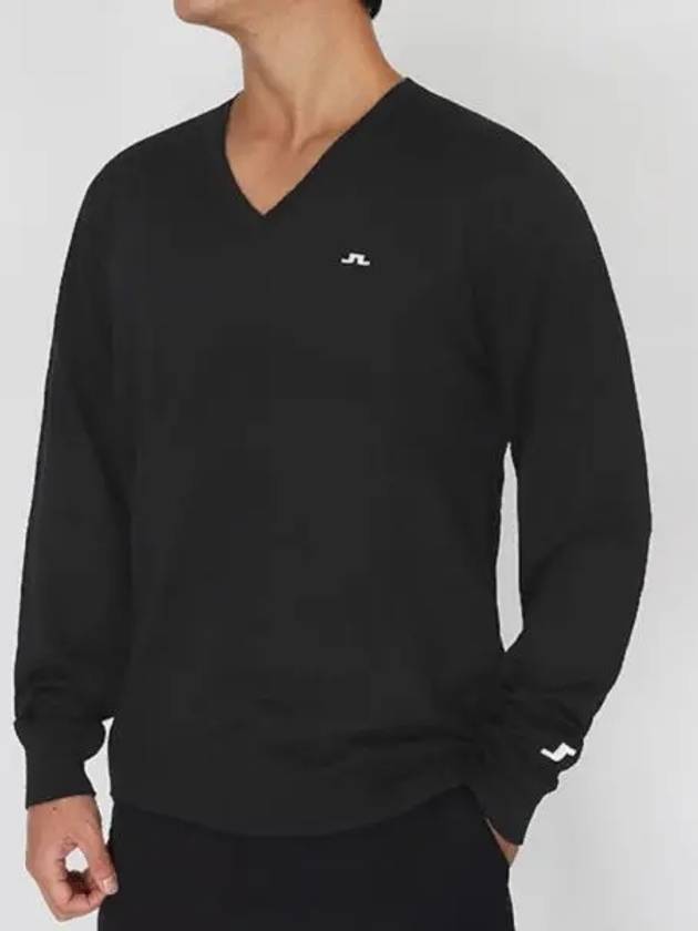 Lymann V-Neck Wool Knit Top Black - J.LINDEBERG - BALAAN 2