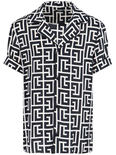 Monogram Print Short Sleeve Shirt Black - BALMAIN - BALAAN 2